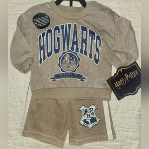 Hogwarts Kids Sweatshirt & Shorts Set - Beige with Navy Logo